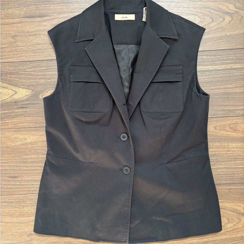 Women’s Black Sleeveless Tailored Vest Jacket
